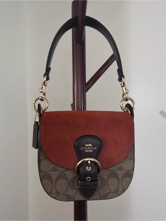 Coach Handbags - Coach Crossbody Saddle Bag in Rust Suede and Brown